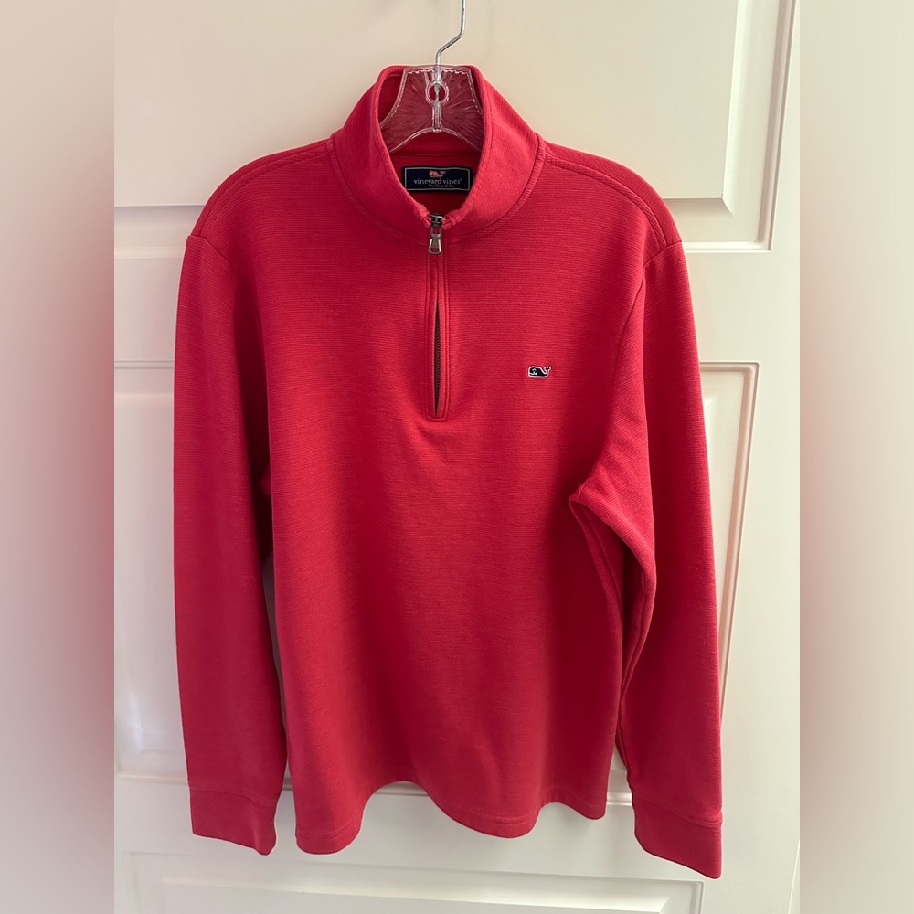 Vineyard Vines Red Quarter Zip Up Sweater